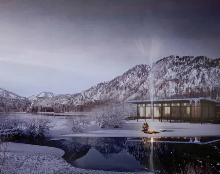 Un progetto dello studio nel paesaggio innevato